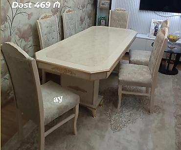 mebel stol stullar: Qonaq otağı üçün, Yeni, Açılan, Dördbucaq masa, 6 stul — 1
