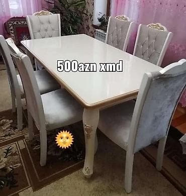 Qonaq otağı üçün, Yeni, Açılmayan, Kvadrat masa, 6 stul
