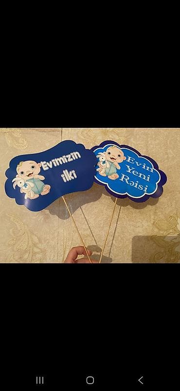 balaca tortlar: Məhsul: Mavi “Baby” temalı dekor və təşkilat seti - Material: ağac — 3