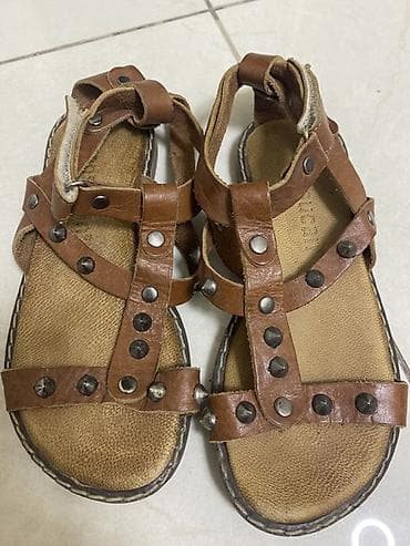 детские кожаные босоножки: Цвет - Коричневый Босоножки, Размер: 28, Унисекс — 1