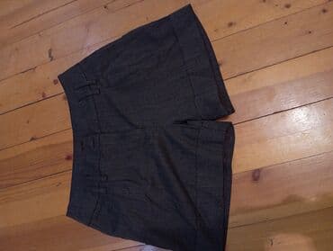 kətan şalvar qadın: Qadın şortu – tünd boz rəng - Klassik, qısa kəsim; gündəlik və ya — 1