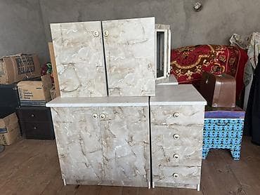 vitrin mebeli: Mətbəx mebel dəsti - Material: laminat/LDSP korpus, mərmər naxışlı — 3