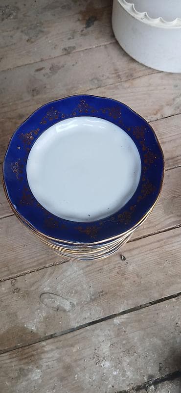 oglan tort sekilleri: Boşqablar, 6 ədədli dəst, rəng - Göy, Farfor — 4