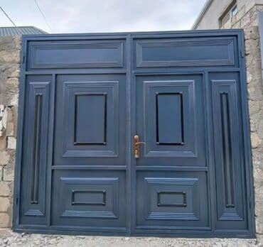 жер тошок: Железо Дворовые ворота, Распашные, 3 м, Механические, С дверью, цвет - Голубой, Нет кредита, Платная установка, Платная доставка — 10