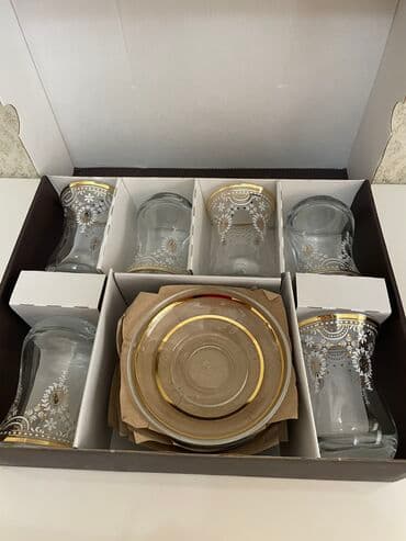 seyf qapi islenmis: Çay dəsti, rəng - Qızılı, 12 nəfərlik — 5