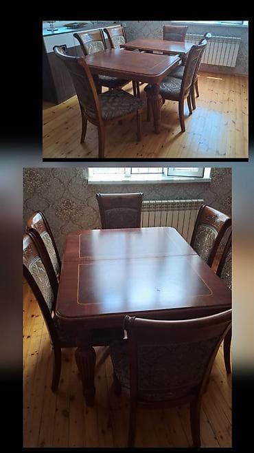 Qonaq otağı üçün, İşlənmiş, Kvadrat masa, 6 stul