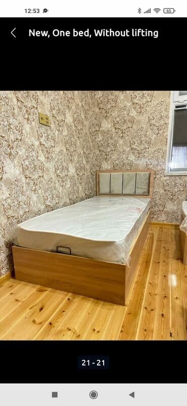 bazalı çarpayılar: Yeni, Təknəfərlik çarpayı, Bazalı, Matras ilə, Siyirməsiz, Azərbaycan — 4