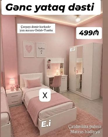 usag ucun: Gənc yataq dəsti Tərkib: - Dəmir karkaslı çarpayı - Yazı masası rəfli — 1