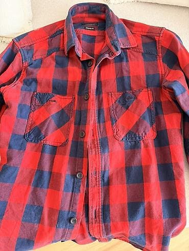 Рубашки: Мужская рубашка, Zara, S, цвет - Красный — 1