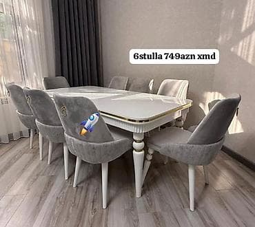 Açılmayan, Dördbucaq masa, 6 stul