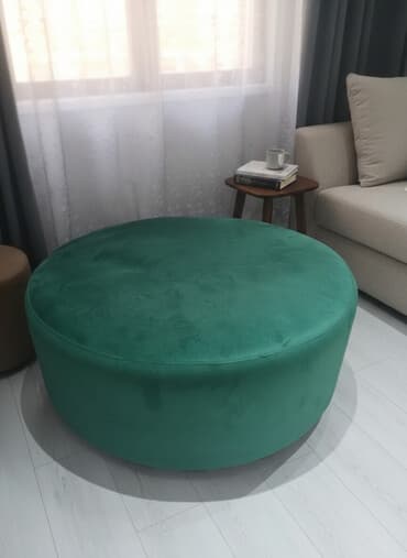большой стол: Б/у, Пуфик-стол, Велюровая ткань, цвет - Зеленый, Нет доставки — 1