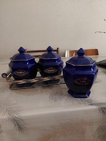 пирамида нан: Göy keramika mətbəx qabları dəsti – 3 ədəd - Tərkib: “coffee” — 1