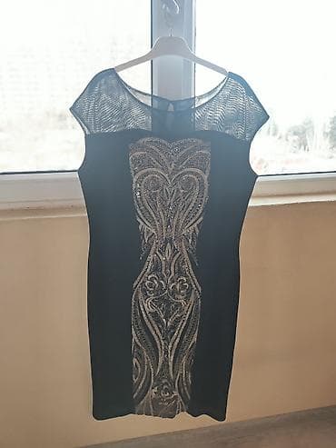 don qisa: Zərif qara kokteyl donu - Rəng: qara, ön hissədə gümüşü-payetli — 1