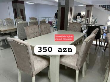 iwlenmiw masa: Qonaq otağı üçün, Yeni, Açılmayan, Dördbucaq masa, 6 stul — 10