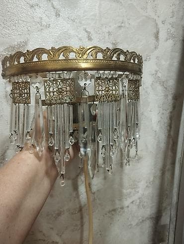 Klassik divar bra – kristal asqılı - Material: bürünc rəngli metal — 1