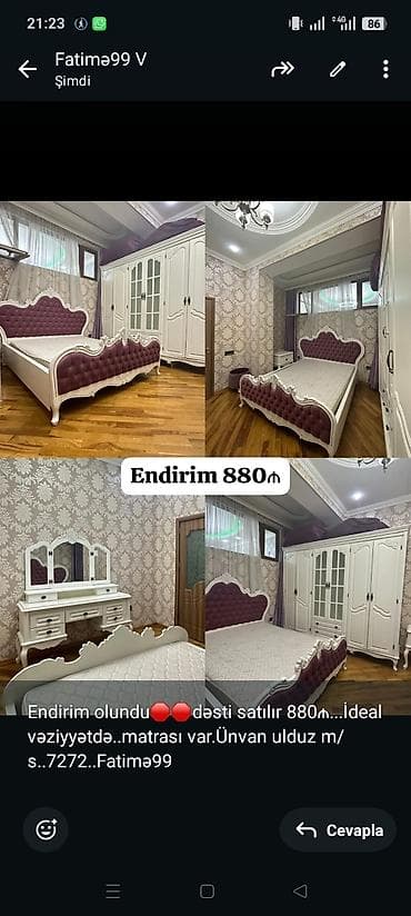 Endirim olundu🛑🛑dəsti satılır 880₼. İdeal vəziyyətdə. matrası