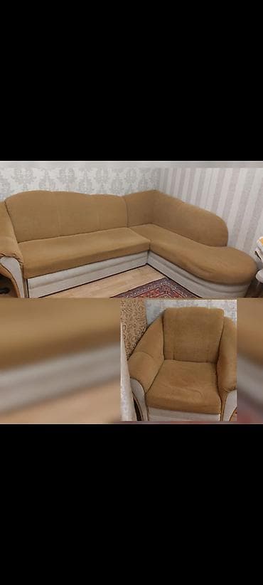 qedimi kreslo: İşlənmiş, Künc divan, Kreslo, Bazalı, Açılan — 1