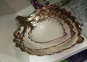 ağ daşlar: Dəniz qabığı formasında 3-lü servis boşqab dəsti - Material — 1