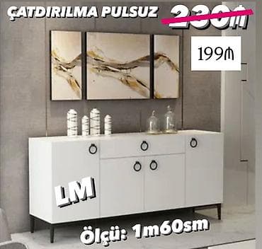 wkaflar: Ağ rəngli modern bufet/dolab - Ölçü: 1 m 60 sm eni - Dizayn — 1