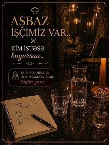satıcı xanim: Aşbaz xidmətimiz mövcuddur. Evə və ya ofisə yemək hazırlanması üçün — 1