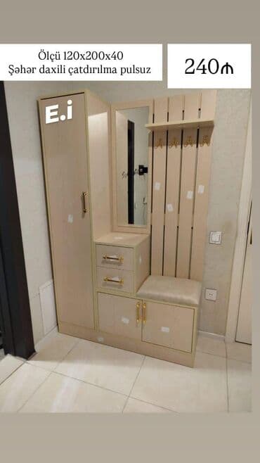 Dəhliz üçün çoxfunksiyalı giriş mebeli. Ölçü: 120x200x40 sm. Komplektə