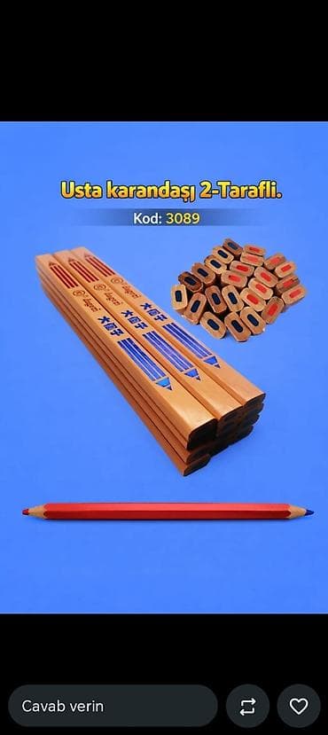 ручка: Usta karandaşı – 2-tərəfli (Kod: 3089) - Peşəkar ustalar üçün taxta — 1