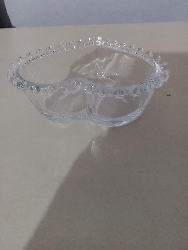 şuşe qab: Şüşə ikigözlü qəlyanaltı qabı - Material: şəffaf, qalın şüşə - Forma — 2