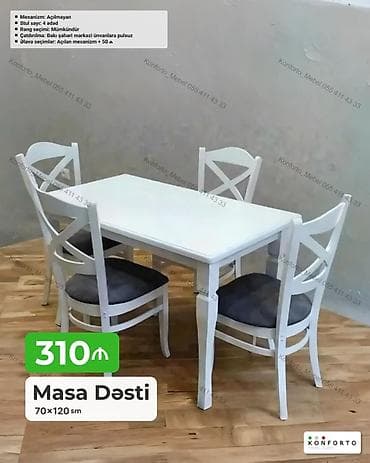 kohnə stul: Məhsul: Masa dəsti - Ölçü: 70×120 sm - Komplekt: 1 ədəd masa + 4 ədəd — 1