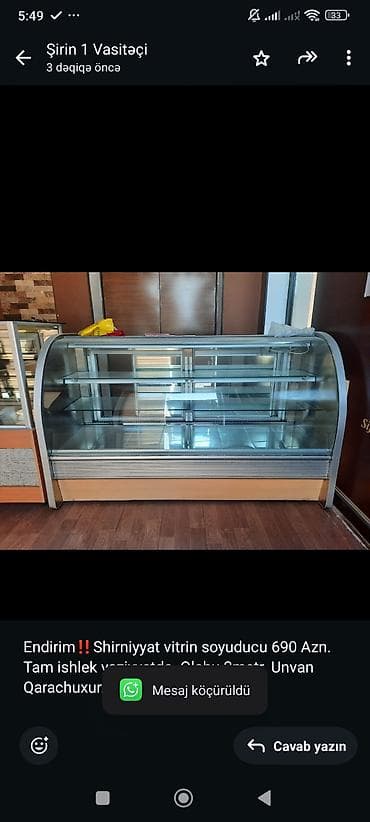 Digər biznes avadanlığı: Endirim‼️Shirniyyat vitrin soyuducu 690 Azn. Tam ishlek veziyyetde — 1