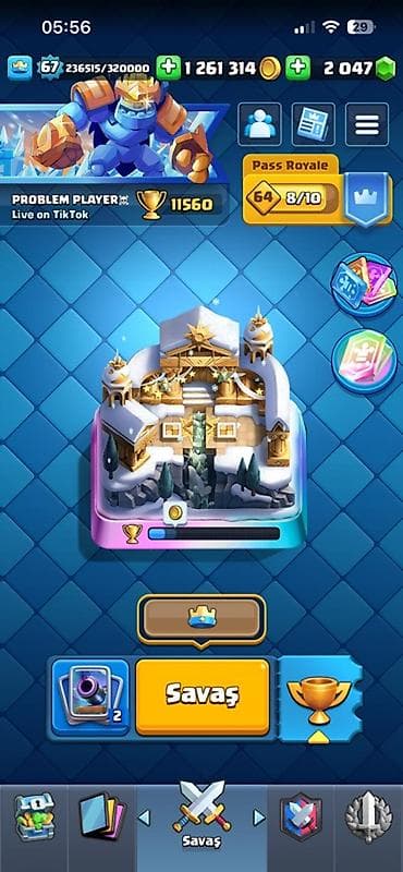 dastan parfum: Clash Royale hesabı - Kral səviyyəsi: 67 - Kasa: 1 261 314 qızıl - — 1