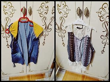 Qadın geyim dəsti – 2 məhsul - Denim jilet: qoluzun, qapaqsız