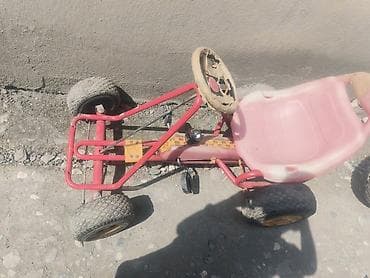 usaq oyuncaqlari satilir: Uşaq pedallı karting maşını - Rəng: qırmızı gövdə, çəhrayı oturacaq - — 1