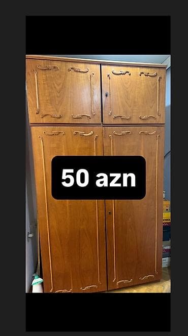 dolab aliram: 4 qapılı, Qəhvəyi, Taxta, Açılan, Düz dolab — 1
