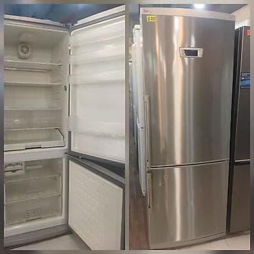 Paslanmayan poladdan korpuslu iki qapılı soyuducu-dondurucu