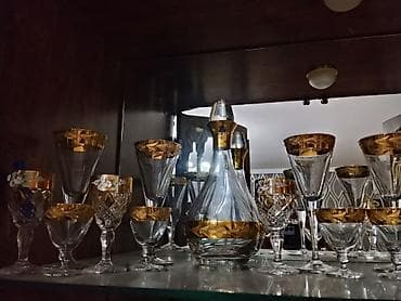 cerez qablari: Lüks qızılı haşiyəli şüşə içki dəsti - Klassik üslubda, qalın şüşədən — 1