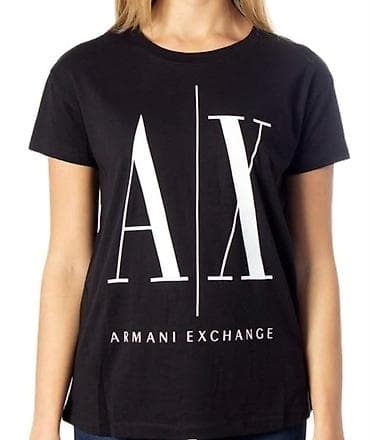 ucuz geyimlər: Armani Exchange qadın T‑şörtü - Model: A|X loqolu qısaqollu T‑şört - — 1