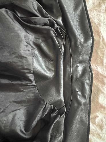 dəri pencek: Qara eko‑dəri qadın gödəkçəsi – biker üslubu - Material: eko‑dəri — 1