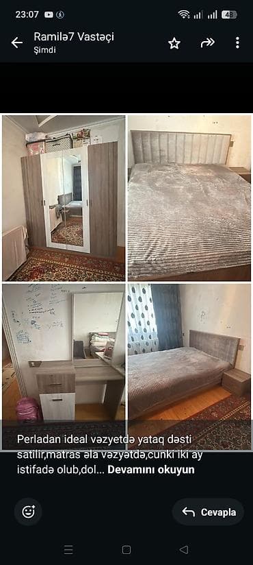 kravat taxt: Perladan ideal vəzyetdə yataq dəsti satilir,matras əla vəzyətdə,cunki — 1