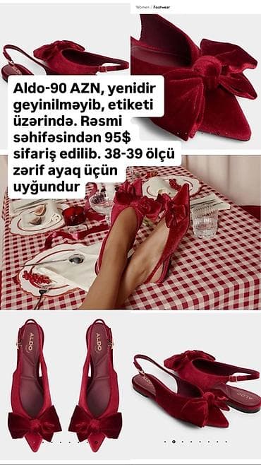 bağlı ayaqqabılar: Baletkalar, Aldo, Ölçü: 39, rəng - Qırmızı, Yeni — 1