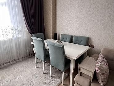 stol 2ci əl: Qonaq otağı üçün, İşlənmiş, Açılan, Dördbucaq masa, 6 stul — 1