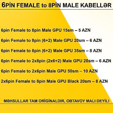 Elektronika: Kabellər "6PİN FEMALE to 8PİN MALE Original" MƏHSULLAR TAM — 2