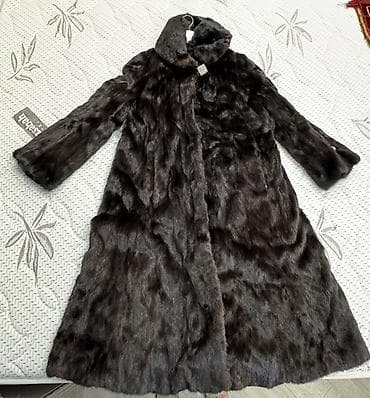 Qadınlar üçün uzun norka - Material: qara-qəhvəyi tonlarda, qısa