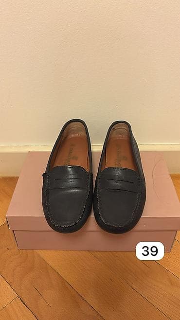 Makasin və loferlər: Qadın dəri loafer ayaqqabı - Rəng: qara - Ölçü: 39 (şəkildə qeyd — 1