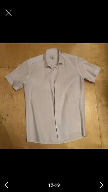 Uşaq geyimi və ayaqqabıları: Kişi köynəyi – qısaqol, düyməli, tünd mavi (denim effekti) rəngdə — 6