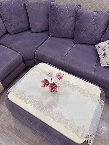 Bənövşəyi rəngli L formalı künc divan dəsti + jurnalni masa - Zərif — 6