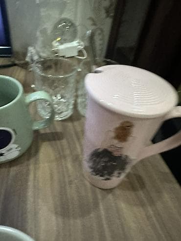 cay samavari: Şüşə və keramika fincan/bokal dəsti - 2 ədəd qalın divarlı, kəsim — 4