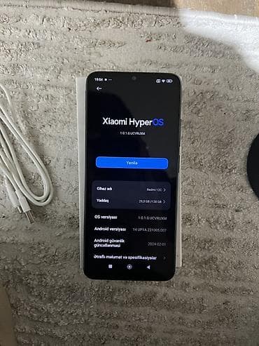 telfonlar yeni: Redmi 12C, 128 GB, rəng - Qara, Barmaq izi — 10