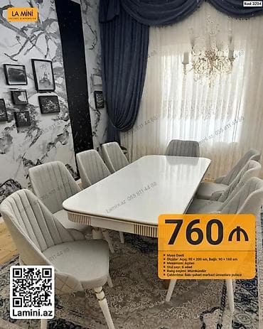stol ustul: - Məhsul: Masa Dəsti (Kod: 3204) - Qiymət: 760 ₼ - Tərkib: 1 ədəd — 1