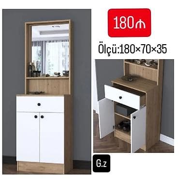 metbex skaf: 2 qapılı, Güzgülü, Ağ, Digər material, Açılan, Düz dolab — 1