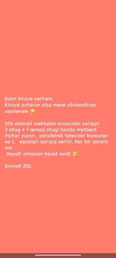 Kirayə mənzil – 205 nömrəli məktəbin arxasında. - Plan: 3 otaq + lalafo.az -da Kirayə mənzil – 205 nömrəli məktəbin arxasında. - Plan: 3 otaq +
